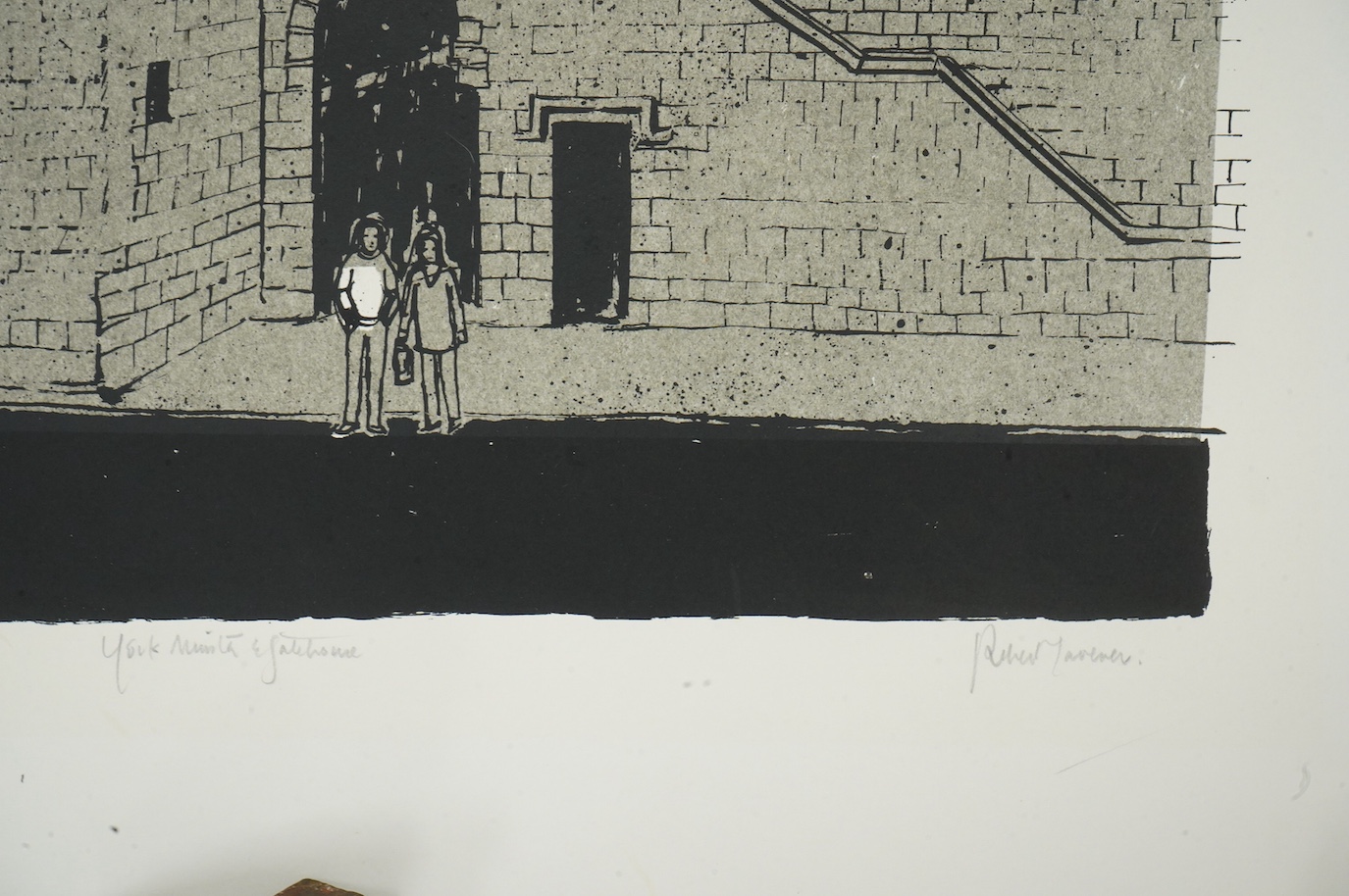 Robert Tavener RE (1920-2004), ‘York Minster and Gatehouse’, signed in pencil, limited edition 15/50, linocut, unframed, 78 x 59cm